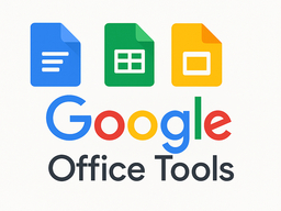 google office tools text with the docs, sheets, and slides logos