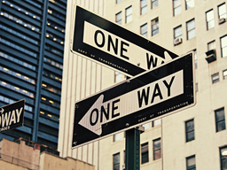 Picture of one way road sign