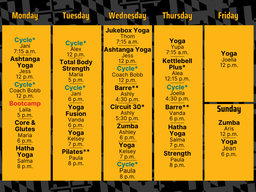 Group Fitness Schedule Fall 2025