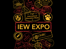 IEW logo featuring passport stamps and UMBC logos.