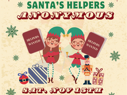 Graphic with two elves, title, and date of the event.