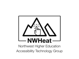 Mountain range with a finger clicking on the center peak. This is the logo for the Northwest Higher Education Accessibility Technology Group