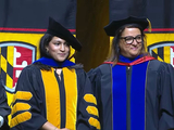 Chhaya Kulkarni and mentor Dr.Vandana Janeja on stage of PhD Ceremony