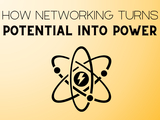 nuclear power symbol with text that reads "how networking turns potential into power"