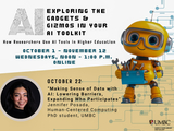poster of on online session on Making Sense of Data with AI: Lowering Barriers