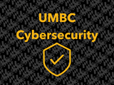 UMBC Cybersecurity text and below it is a shield outline with a check mark in the center