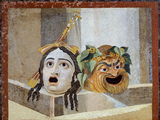 Roman mosaic of tragic and comic masks.
